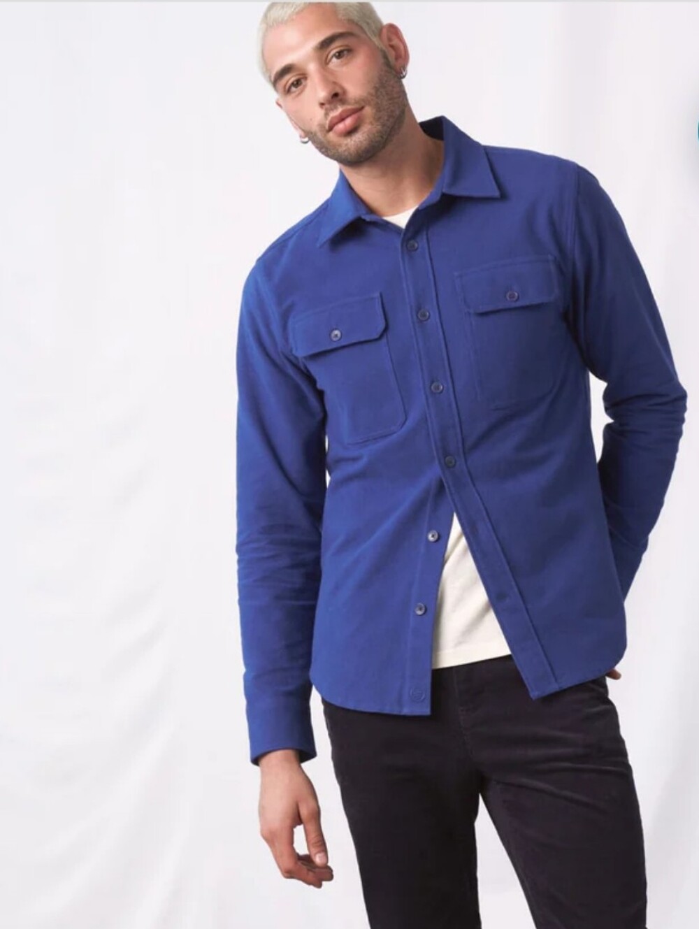NWT United By Blue Organic Chamois Cloth Button Down S Lagoon $98